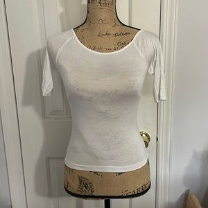 Frenchi 3/4 Sleeve White Boatneck Shirt